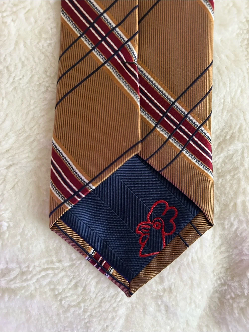Rooster 1949 Bronze Silk Tie | Classic Prep Stripe Necktie | 3” Width | GUC